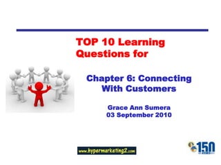TOP 10 Learning Questions for Chapter 6: Analyzing Consumer Markets Grace Ann Sumera 03 September 2010 