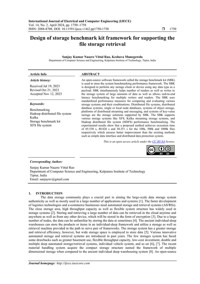 Design of storage benchmark kit framework for supporting the file ...