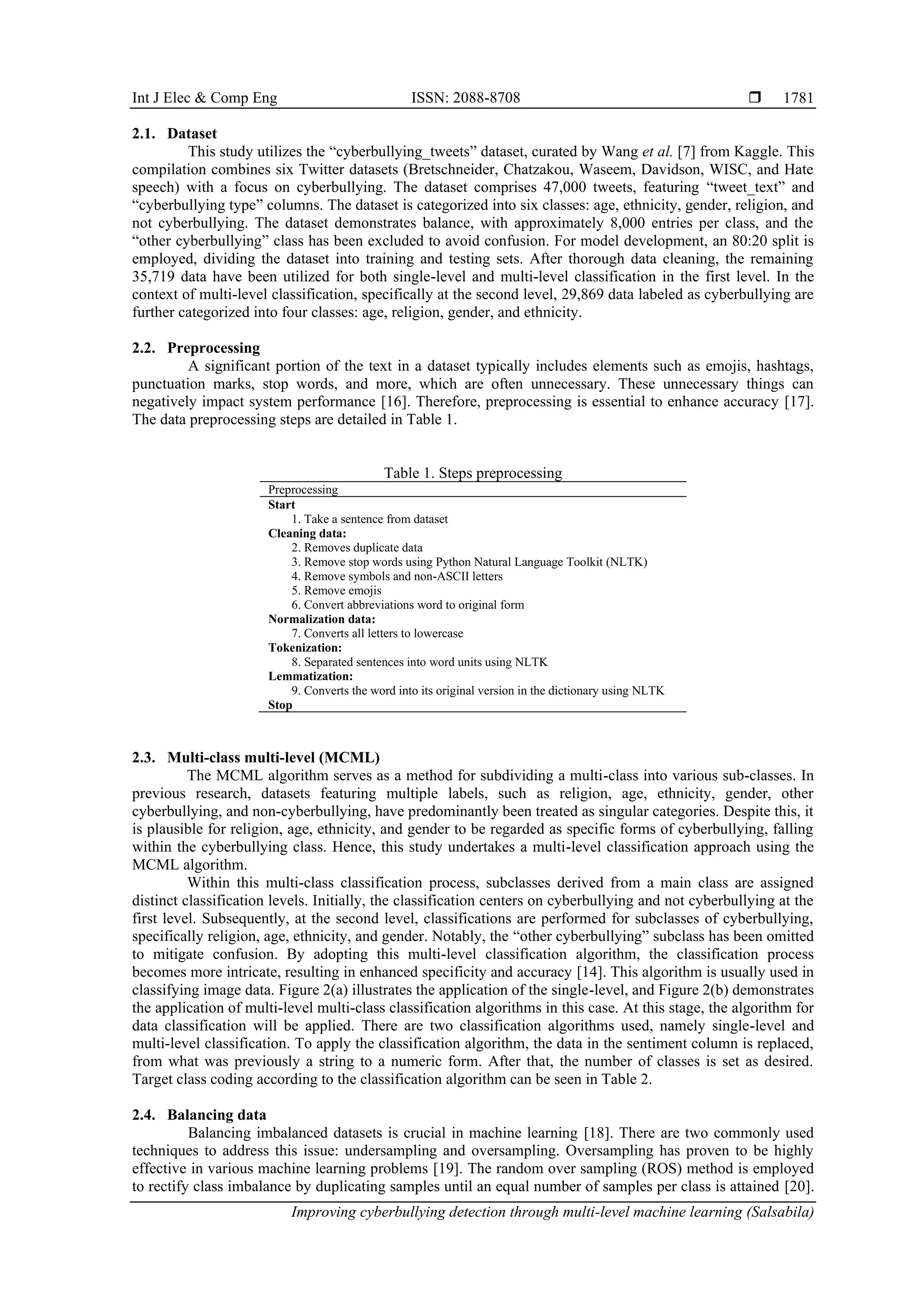 Improving cyberbullying detection through multi-level machine learning ...