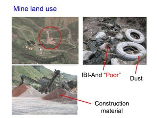 Mine land use Dust   IBI-And “ Poor ”  Construction material 