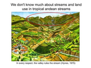 In every respect, the valley rules the stream (Hynes, 1975) We don't know much about streams and land use in tropical andean streams 