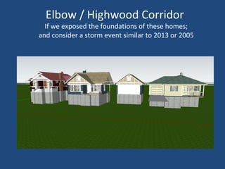 Elbow / Highwood Corridor
If we exposed the foundations of these homes;
and consider a storm event similar to 2013 or 2005
 