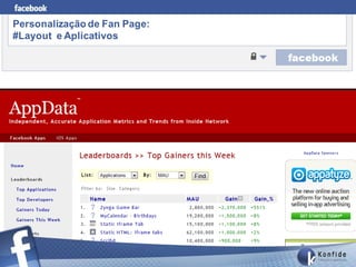 Personalização de Fan Page:
#Layout e Aplicativos
 