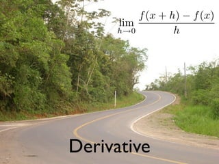 f (x + h) − f (x)
     lim
     h→0         h




Derivative
 