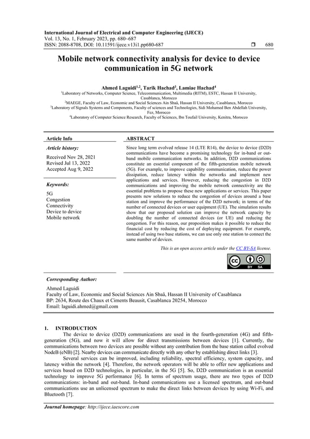 Mobile network connectivity analysis for device to device communication