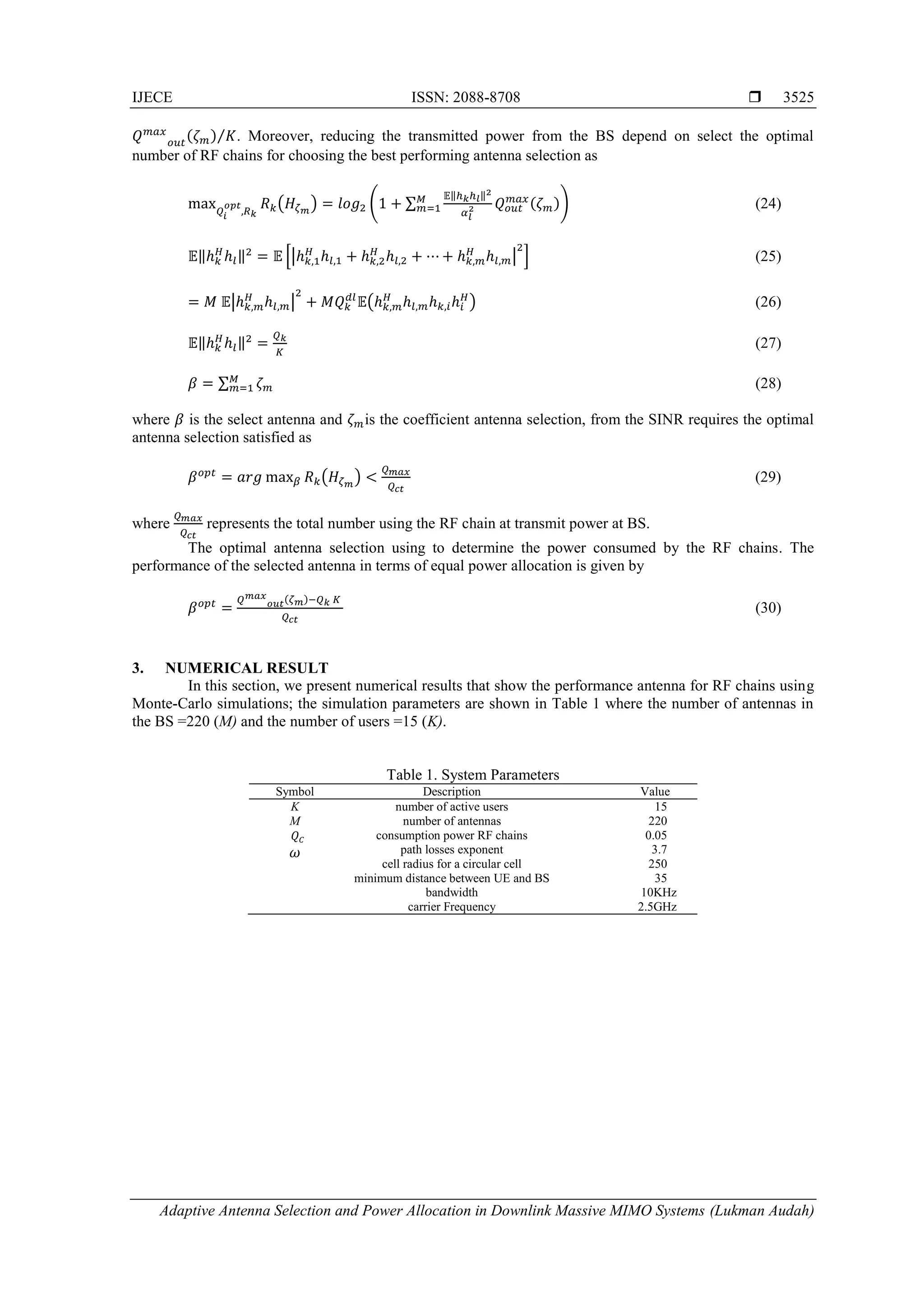 Adaptive Antenna Selection and Power Allocation in Downlink Massive ...