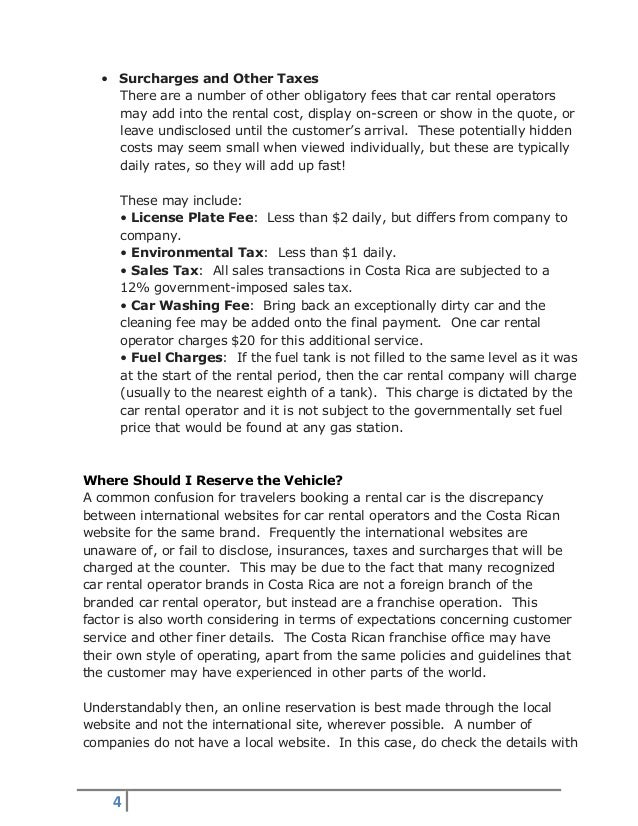 2015 Car Rental Comparisons for Costa Rica