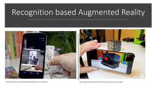 Recognition based Augmented Reality
https://www.layar.com/news/blog/2013/03/05/qr-codes-in-layar-yes/ https://www.vrheads.com/15-block-foam-best-ar-kit-you-can-buy-today
 