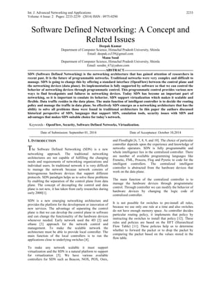 Software Defined Networking: A Concept and Related Issues | PDF