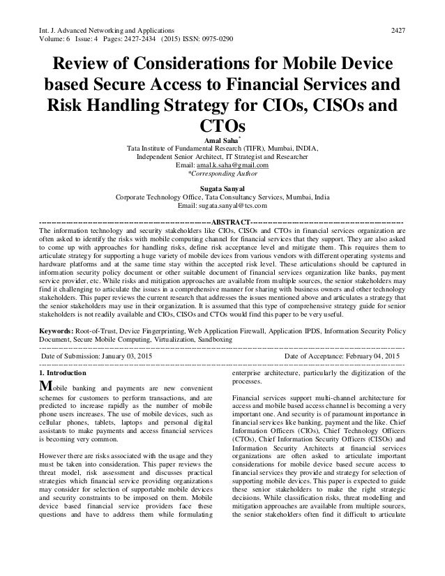 Review of Considerations for Mobile Device based Secure ...