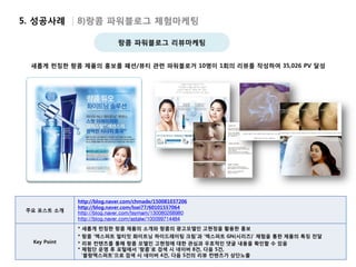 5. 성공사례 | 8)랑콤 파워블로그 체험마케팅

                             랑콤 파워블로그 리뷰마케팅


 새롭게 런칭한 랑콤 제품의 홍보를 패션/뷰티 관련 파워블로거 10명이 1회의 리뷰를 작성하여 35,026 PV 달성




              http://blog.naver.com/chmade/150081037206
              http://blog.naver.com/loei77/60101557064
주요 포스트 소개
              http://blog.naver.com/tsymam/130080268980
              http://blog.naver.com/astalw/100099714484
              * 새롭게 런칭한 랑콤 제품의 소개와 랑콤의 광고모델인 고현정을 활용한 홍보
              * 랑콤 ‘엑스퍼트 얼티밋 화이트닝 하이드레이팅 크림’과 ‘엑스퍼트 GN(시리즈)’ 체험을 통한 제품의 특징 전달
  Key Point   * 리뷰 컨텐츠를 통해 랑콤 모델인 고현정에 대한 관심과 우호적인 댓글 내용을 확인할 수 있음
              * 체험단 운영 후 포털에서 ‘랑콤’로 검색 시 네이버 8건, 다음 5건,
                ‘블랑엑스퍼트’으로 검색 시 네이버 4건, 다음 5건의 리뷰 컨텐츠가 상단노출
 
