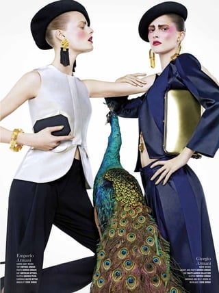 Emporio
Armani                                   Giorgio
Hanne gaby WearS                         Armani
top emporio ArmAni                           marie WearS
pantS GiorGio ArmAni     Jacket and pantS GiorGio ArmAni
Hat AmeriCAn AppArel        Hat rAlph lAuren ColleCTion
clutcH AmAndA peArl               clutcH emporio ArmAni
earringS Alexis BiTTAr        earringS and belt (Worn aS
bracelet eddie BorGo               necklace) eddie BorGo
 