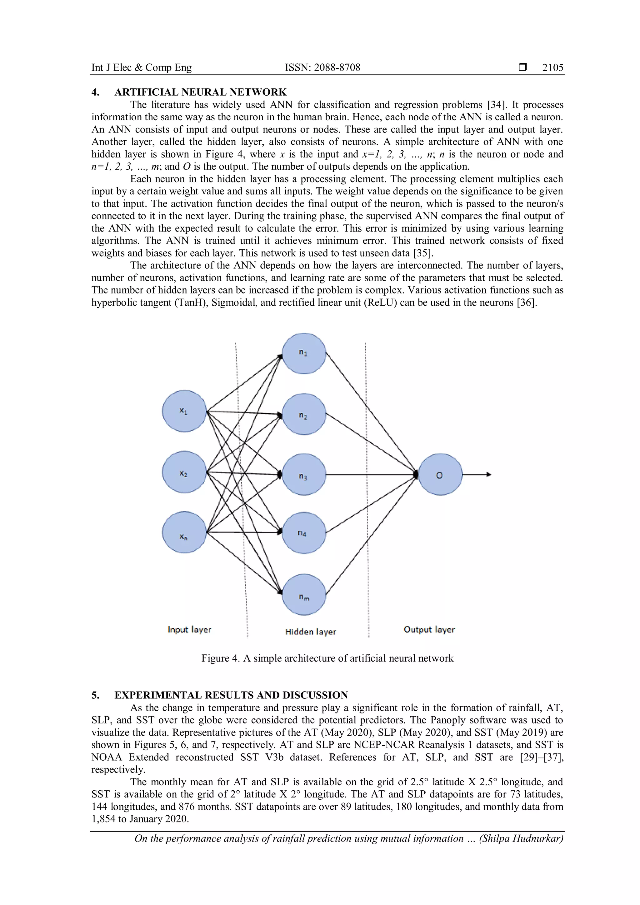 On the performance analysis of rainfall prediction using mutual ...