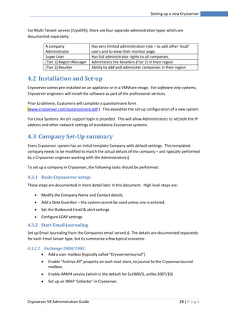 Cryoserver V8 admin guide | PDF