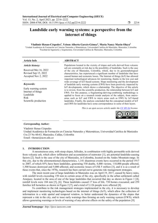 Landslide early warning systems: a perspective from the internet of ...