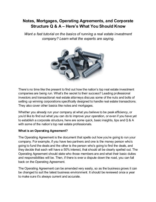 real estate operating agreement
