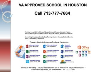 Tel. 713-777-7664
We would like to help - Are you Disabled or are you a Veteran? Or are you Unemployed? –
Financial aid if qualified, call for more info – Tel. 713-777-7664
VA APPROVED SCHOOL IN HOUSTON
Call 713-777-7664
 