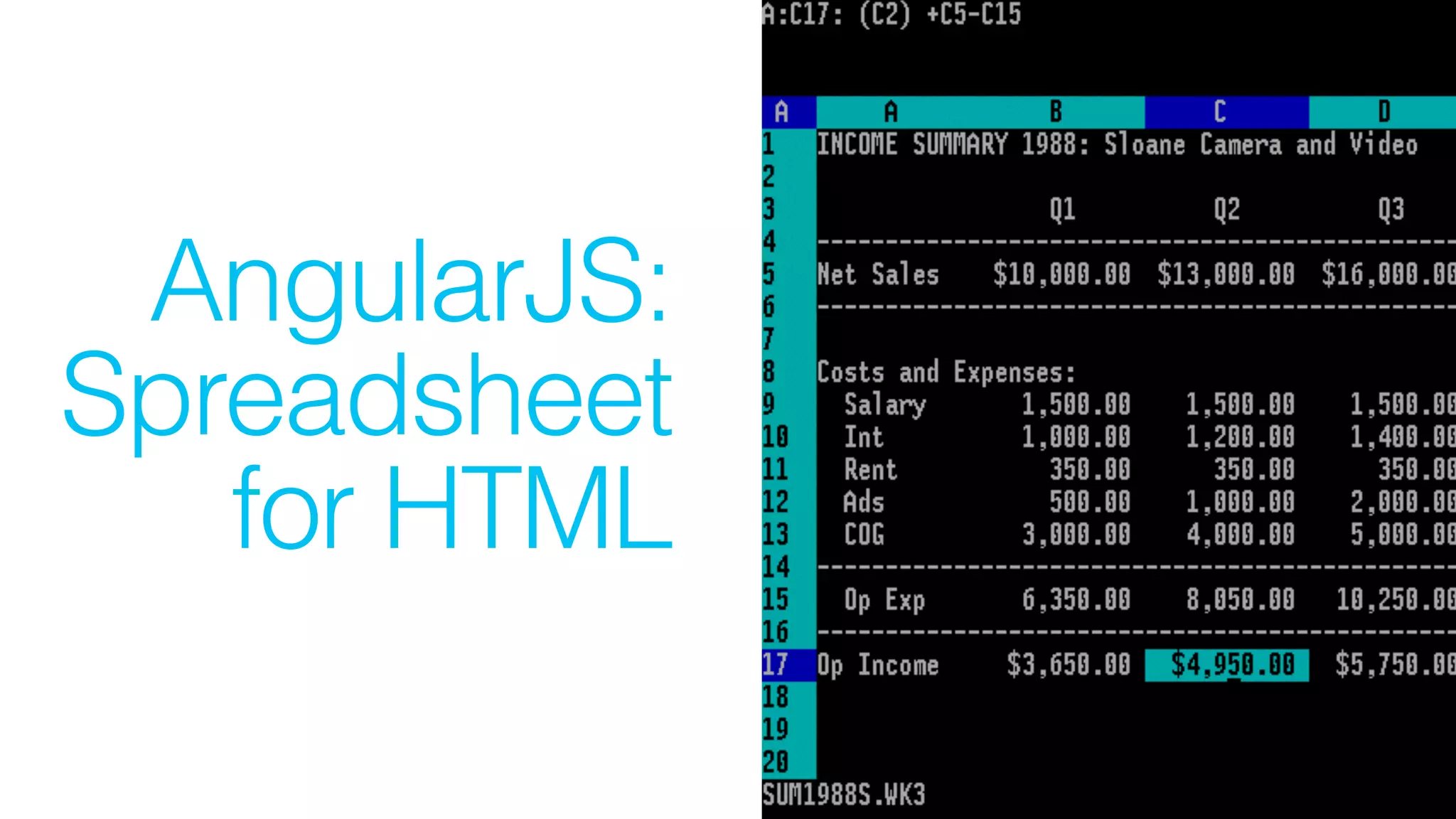 AngularJS:
Spreadsheet
for HTML
 