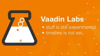 Vaadin Labs
• stuff is still experimental
• timeline is not set
 