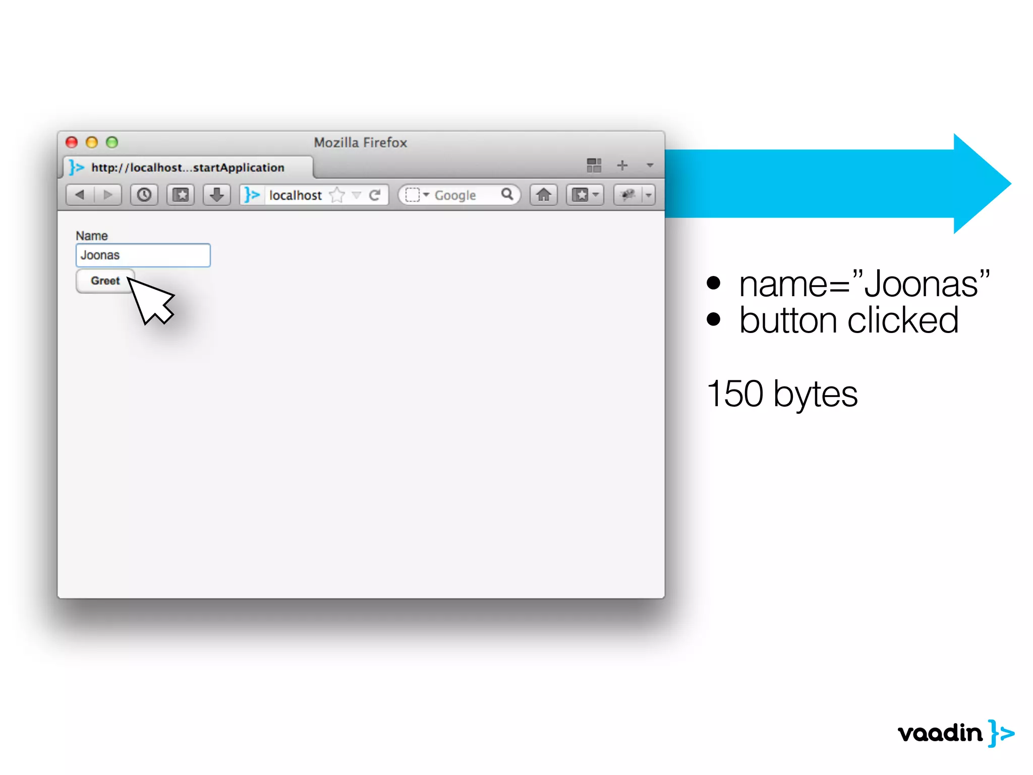 • name=”Joonas”
• button clicked
150 bytes
 