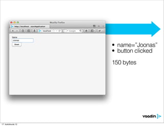 • name=”Joonas”
                    • button clicked
                    150 bytes




17. toukokuuta 12
 