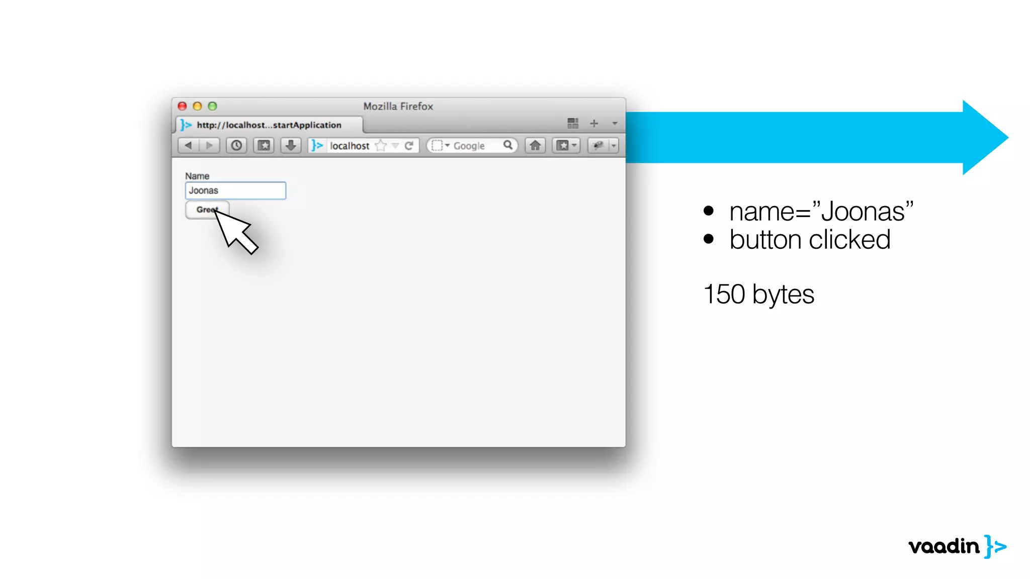• name=”Joonas”
• button clicked

150 bytes
 