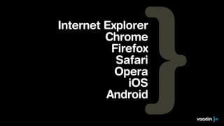 Internet Explorer
         Chrome
          Firefox
           Safari
           Opera
             iOS
         Android
 