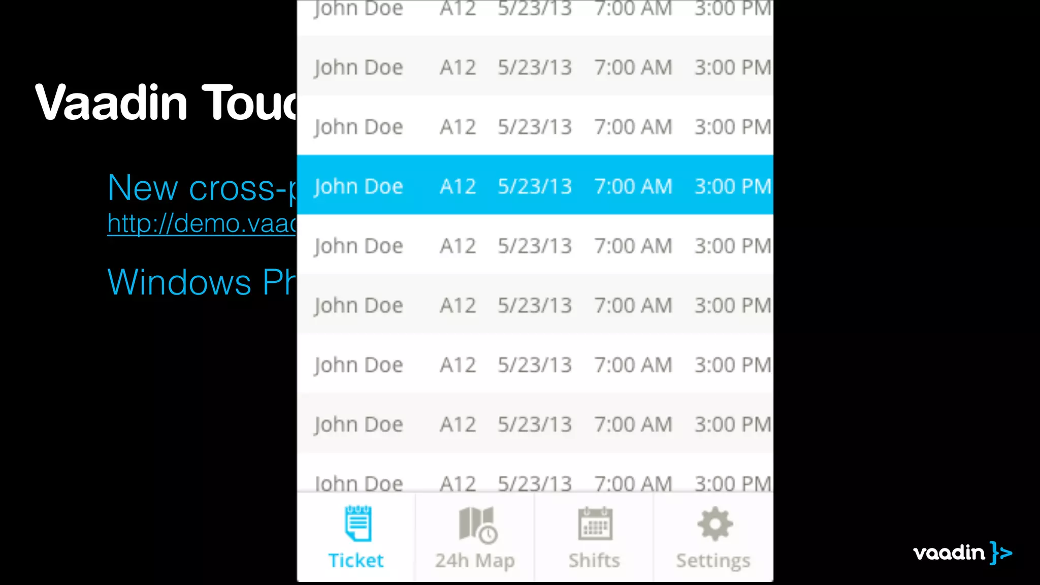 Vaadin TouchKit 4.0
New cross-platform theme 
http://demo.vaadin.com/parking/

Windows Phone 8 support

 