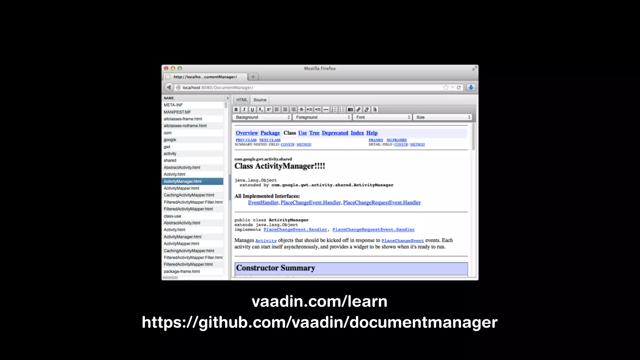 https://github.com/vaadin/documentmanager
vaadin.com/learn
 