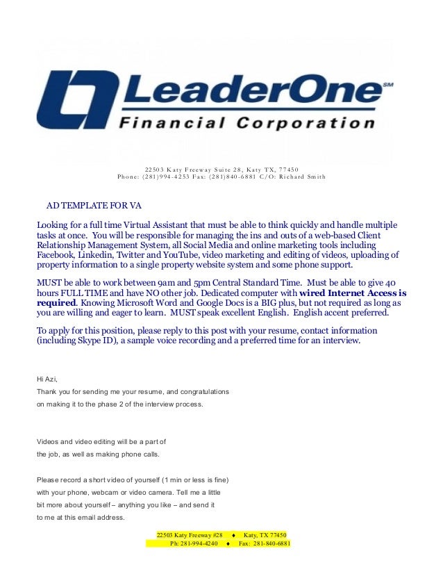 Virtual Assistant AD Template