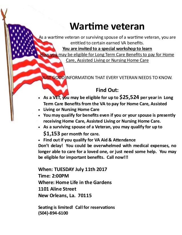 Va aid and attendance seminar flier
