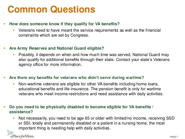 Who is eligible for VA benefits?