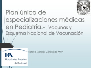 Plan único de
especializaciones médicas
en Pediatría.- Vacunas y
Esquema Nacional de Vacunación
Victoria Morales Coronado MRP
 