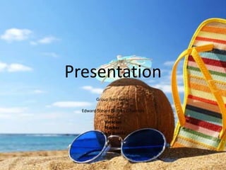 Presentation
Group members :
Edward Steven Beltrán Cifuentes
Topic :
Vacation
Teacher :
Sindy Bonilla
 