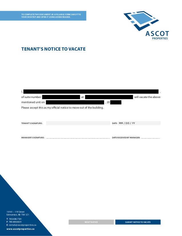 arbor apartment vacate property form