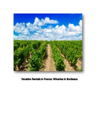Vacation Rentals in France: Wineries in Bordeaux
 