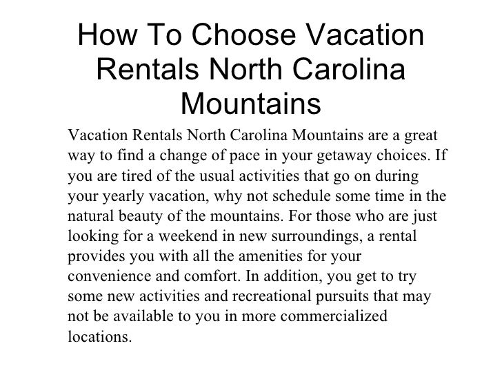 Vacation Rentals North Carolina Mountains