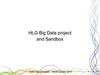 HLG Big Data project 
and Sandbox 
Carlo Vaccari (Istat) – IAOS October 2014 1 
 