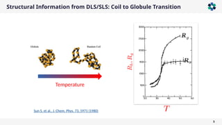 Structural Information from DLS/SLS: Coil to Globule Transition
5
Sun S. et al., J. Chem. Phys. 73, 5971 (1980)
𝑅h
𝑅𝑔
Temperature
 