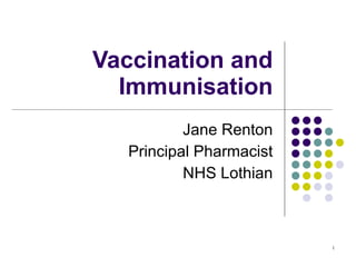 Vaccination and Immunisation Jane Renton Principal Pharmacist NHS Lothian 