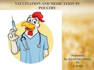 VACCINATION AND MEDICATION IN
POULTRY
Presented
by,MAMATHASHREE
RK
ALB7102
 