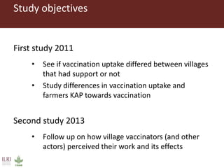Vaccination as a way forward? A case study on how a poultry vaccination intervention influences poultry keeping in Kenya