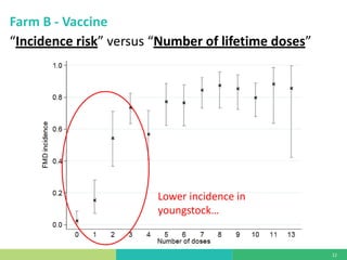 Vaccine evaluation on large-scale dairy farms using routine prophylactic schedules for FMD