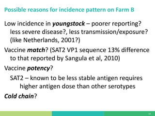 Vaccine evaluation on large-scale dairy farms using routine prophylactic schedules for FMD