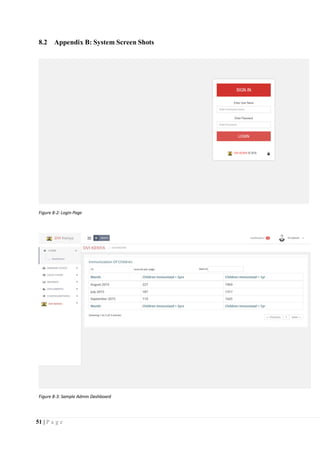 51 | P a g e
8.2 Appendix B: System Screen Shots
Figure 8-2: Login Page
Figure 8-3: Sample Admin Dashboard
 