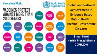 Global and National
Achievement in
Evidence Based
Public Health:
Vaccine Preventable
Diseases
Bimal Patel
Harish Prasad Bhatta
CDPH,IOM
1
 