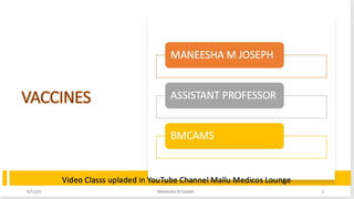 5/11/21 Maneesha M Joseph 1
Video Classs upladed in YouTube Channel Mallu Medicos Lounge
MANEESHA M JOSEPH
ASSISTANT PROFESSOR
BMCAMS
 