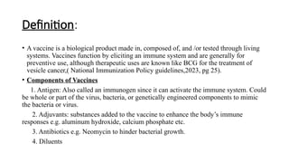 VACCINES PRESENTATION definition, components and adverse effects | PPTX
