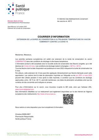 Agence nationale de santé publique
12 rue du Val d’Osne 94415 Saint-Maurice Cedex France – Standard +33 (0)1 41 79 67 00 w...