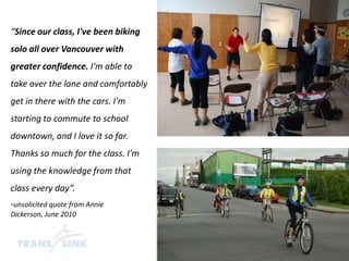 142% increase in cycling post-course